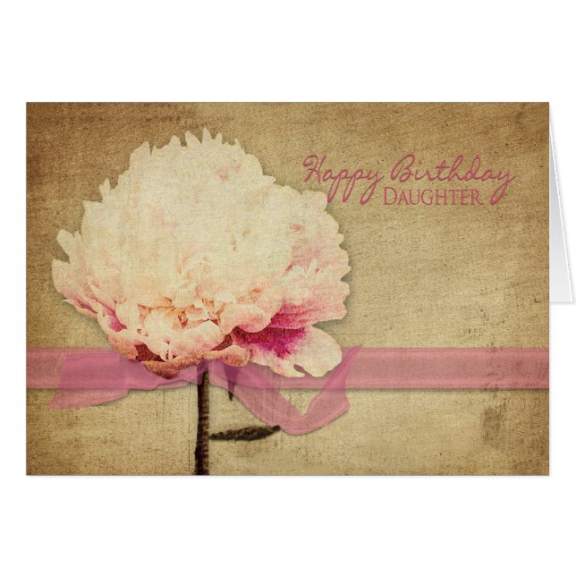 Birthday - Daughter - Vintage Peonies, Flower (Front Horizontal)