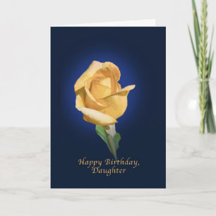 Birthday, Daughter, Yellow Rose Bud Card