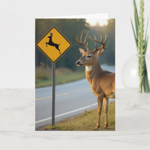 Birthday Deer Crossing Sign Card