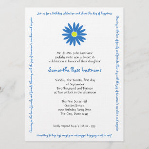 Birthday Delightful Daisy Message Sweet 16 Invitation