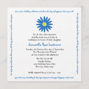 Birthday Delightful Daisy Message Sweet 16 Invitation