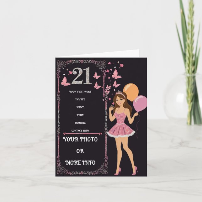 Birthday design with personalized photo options invitation (Front)