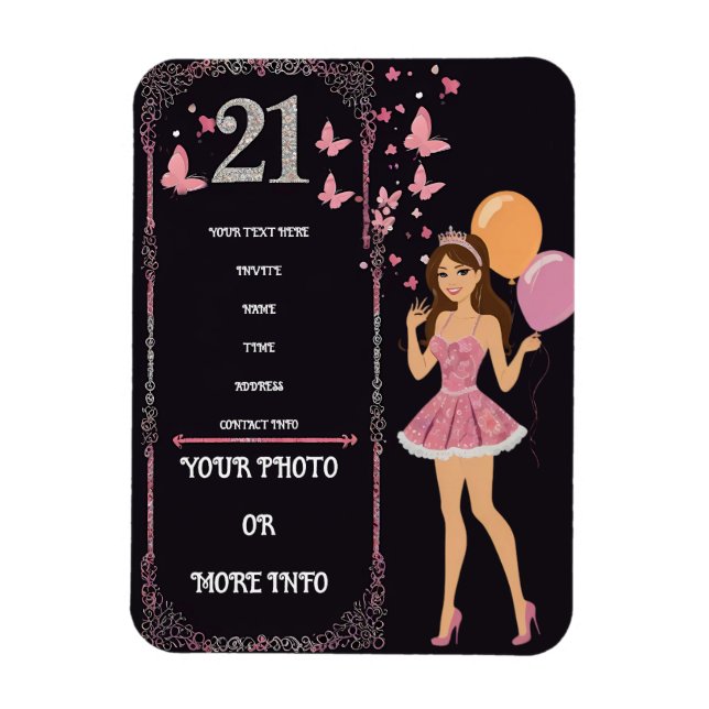 Birthday design with personalized photo options magnet (Vertical)