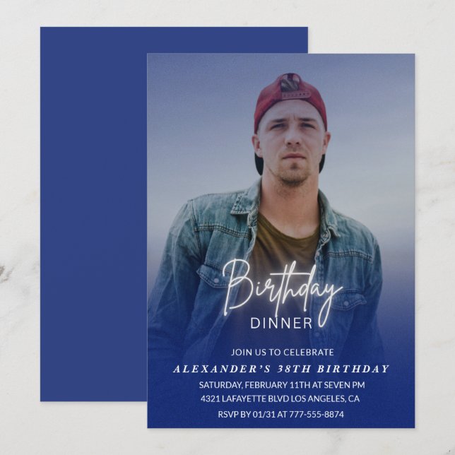 Birthday Dinner 38th birthday invitation Photo Men (Front/Back)