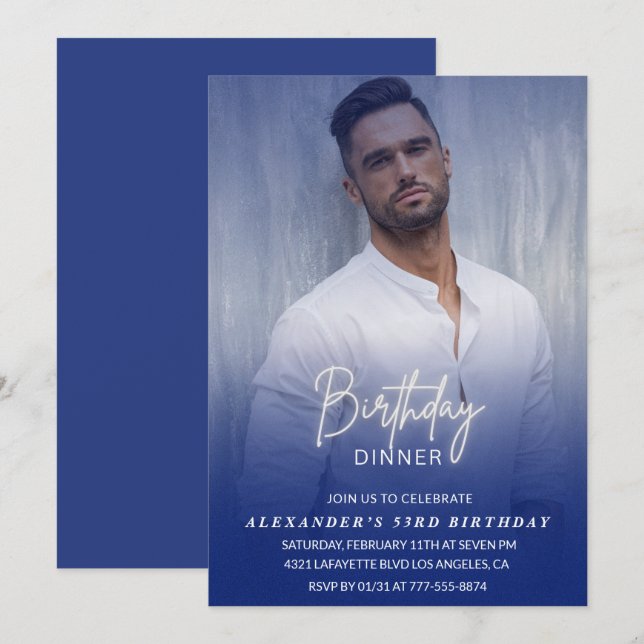 Birthday Dinner 53rd birthday invitation Photo Men (Front/Back)