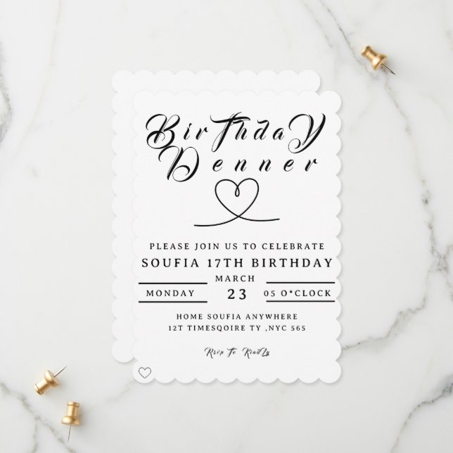 Birthday Dinner Invitation, Editable Birthday Dinn Save The Date (Front/Back In Situ)