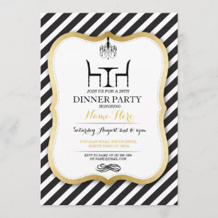 Birthday Dinner Party Gold Elegant Invitation