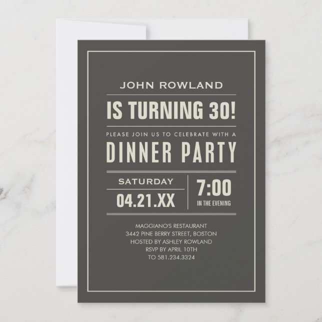 Birthday Dinner Party Invitations (Front)