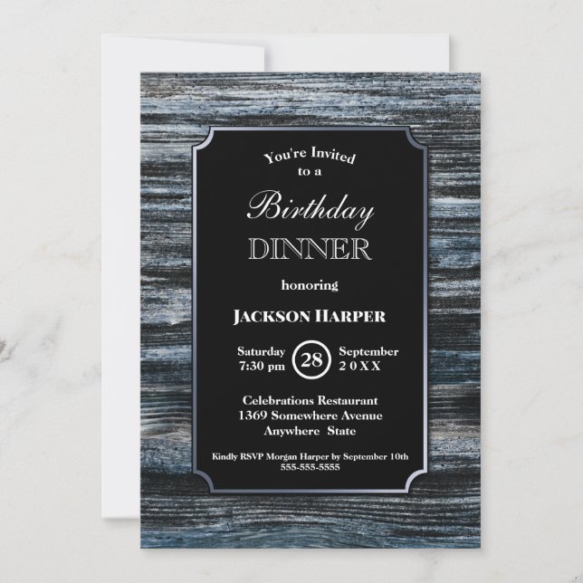 Birthday Dinner Wood Party Invitation (Front)