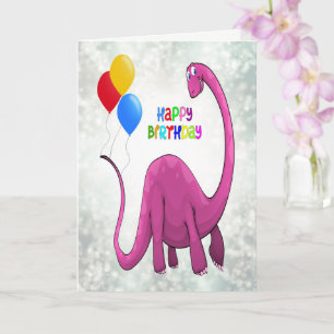 Birthday Dinosaur and Ballons Card