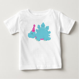 Birthday Dinosaur, Party Dinosaur, Blue Dinosaur Baby T-Shirt