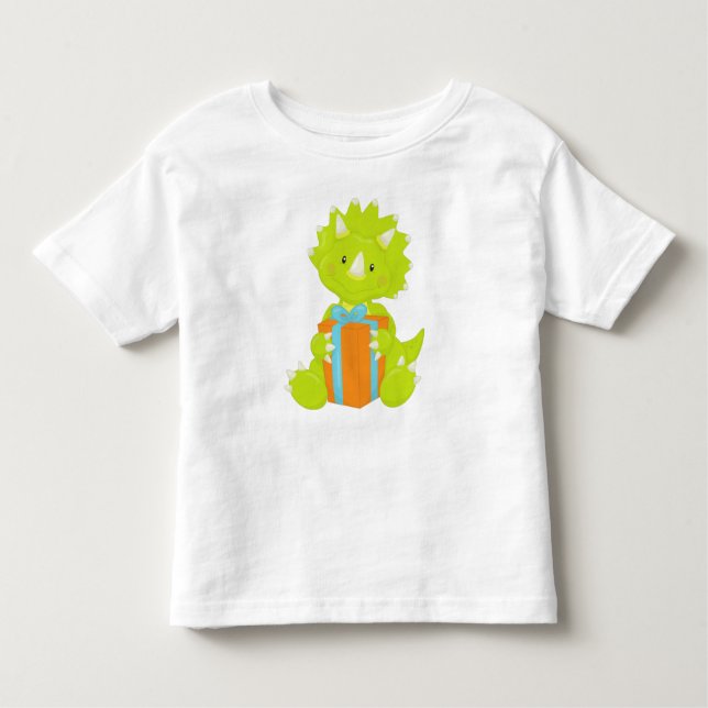 Birthday Dinosaur, Party Dinosaur, Party Hat, Gift Toddler T-Shirt (Front)