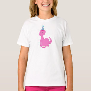 Birthday Dinosaur, Party Dinosaur, Pink Dinosaur T-Shirt