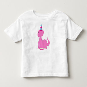 Birthday Dinosaur, Party Dinosaur, Pink Dinosaur Toddler T-Shirt