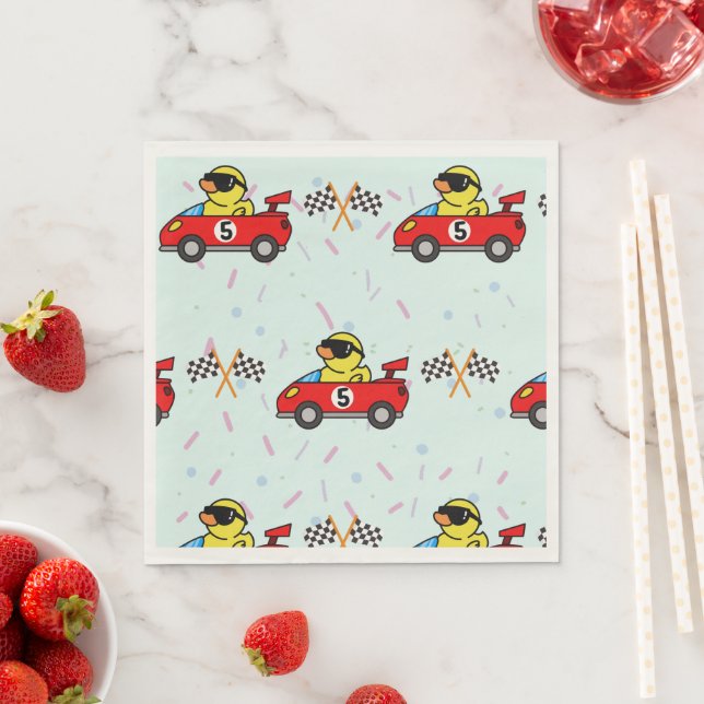 Birthday Dinosaur race car red racing boy kid name Napkin (Insitu)