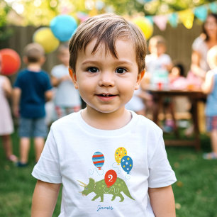 Birthday Dinosaur Triceratops Custom Name Age Toddler T-Shirt