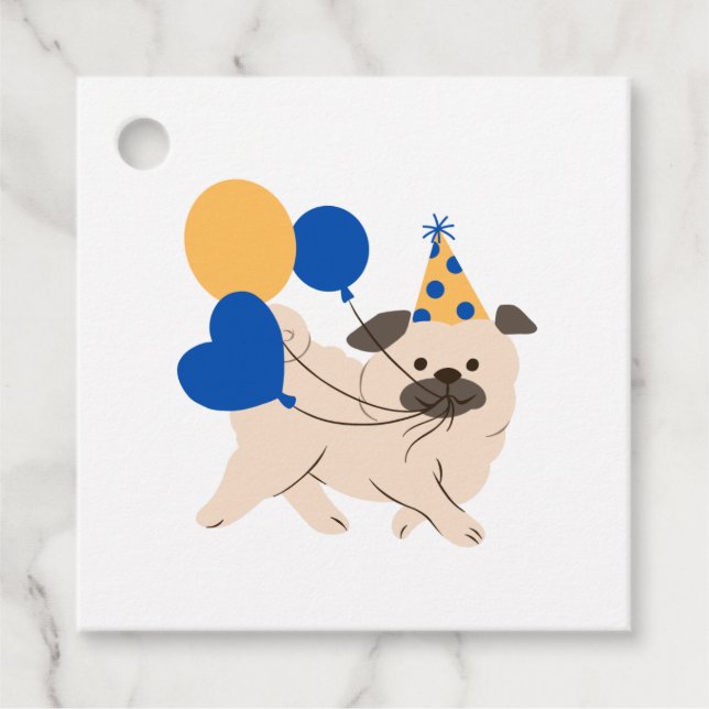 Birthday Dog & Balloons Favour Tags (Front)