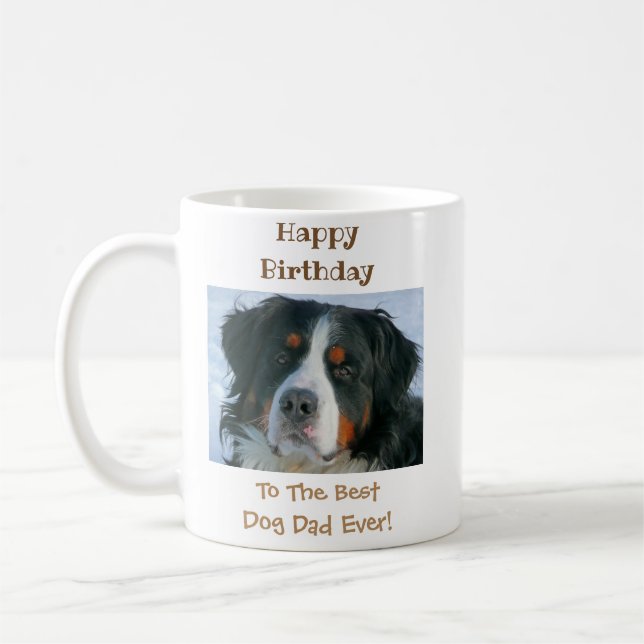 Birthday Dog Dad World's Best Ever Pet Photo Coffee Mug (Left)