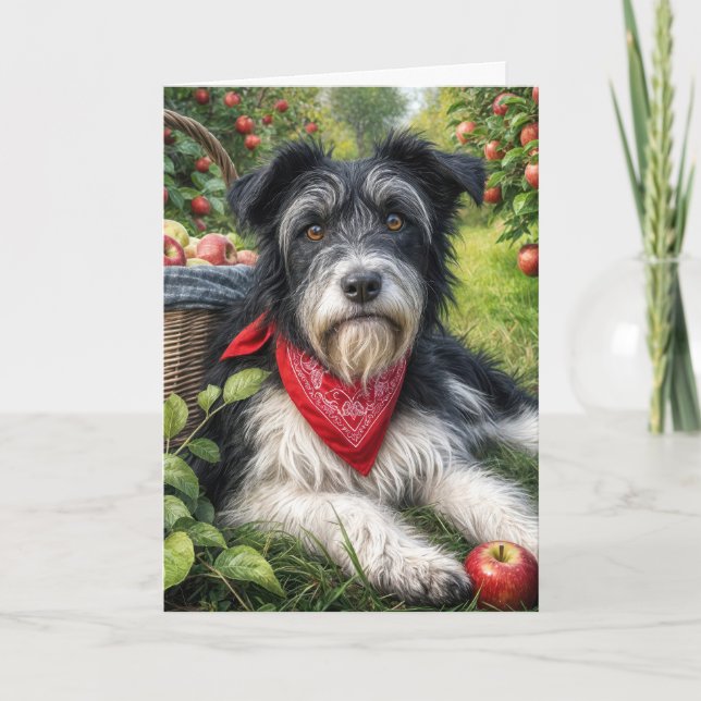 Birthday Dog in an Apple Orchard Card (Front)