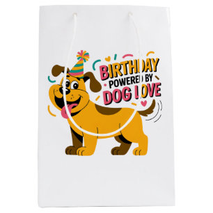Birthday Dog Love Party Illustration Medium Gift Bag