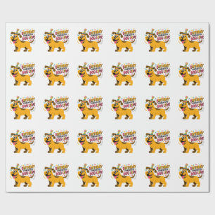 Birthday Dog Love Party Illustration Wrapping Paper