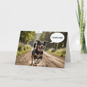Birthday Dog Smelling Cake Card