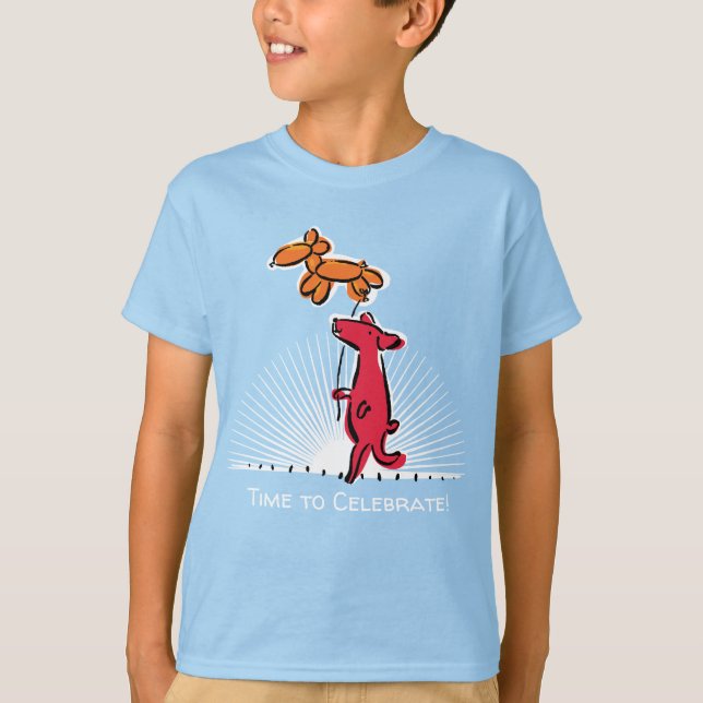 Birthday Dog with Balloon Animal T-Shirt (Front)
