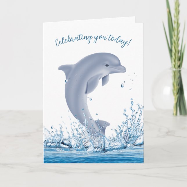 Birthday Dolphin In Water Card (Front)