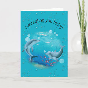 Birthday Dolphins On Planet Earth  Card