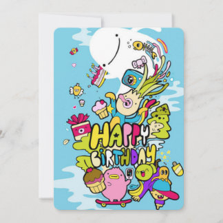 Birthday doodle art invitation