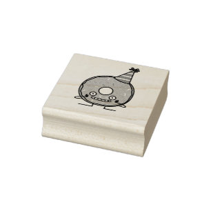 Birthday Doughnut pink icing sprinkles party hat Rubber Stamp