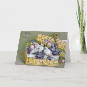 Birthday Dove and Basket Vintage Card