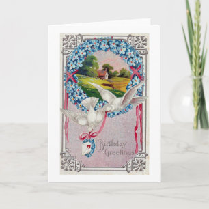 Birthday Doves Vintage Card