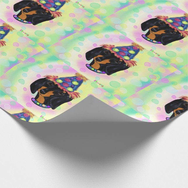 Birthday Doxie Wrapping Paper (Corner)