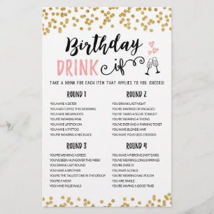 Birthday DRINK IF editable Birthday Party game