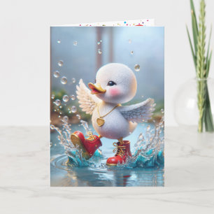 Birthday Duck Dancing In a Rain Puddle Card