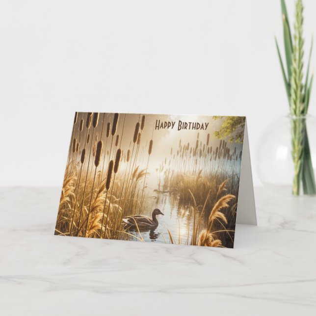 Birthday Duck in Misty Pond Card (Front)