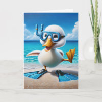 Birthday Duck With Snorkel On Beach