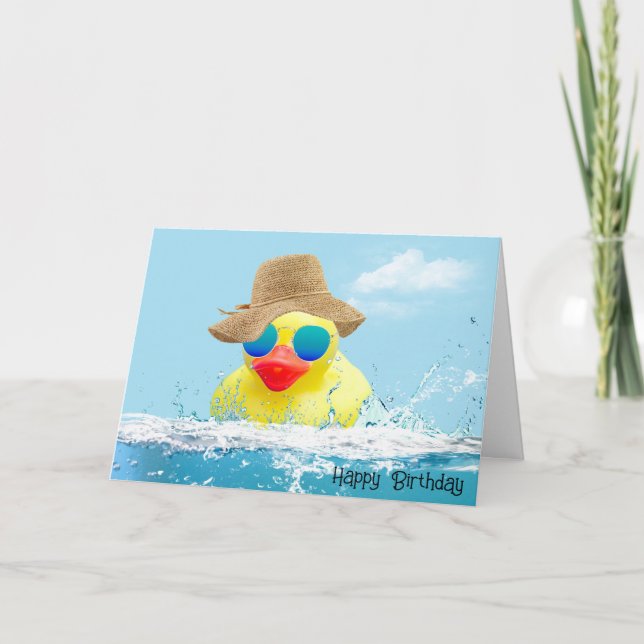 Birthday Duck with Sunglasses In Water Card (Front)