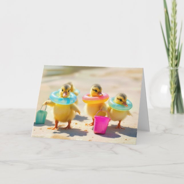 Birthday Duckling With Beach Toys Card (Front)