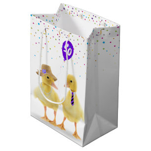 Birthday Ducklings with 50th Birthday Balloon Medium Gift Bag