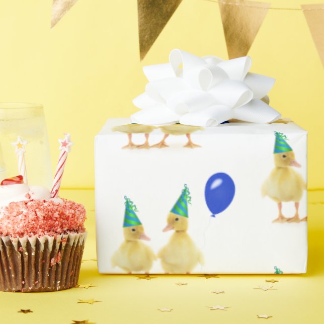 Birthday Ducks with Blue Balloon Wrapping Paper (Birthday Party)