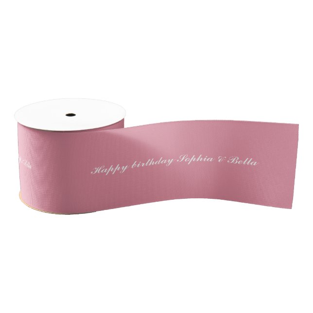 Birthday Dusty Pink Ribbon Girls Twins Birthday Grosgrain Ribbon (Spool)