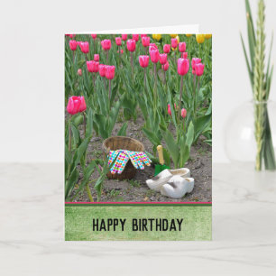 Birthday Dutch Wooden Shoes In Tulip Garden Card