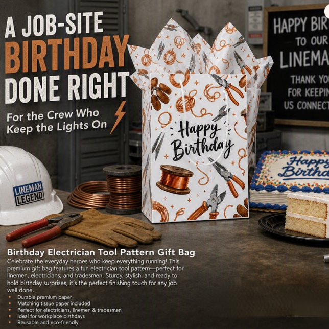  Birthday Electrician Tool Pattern  Medium Gift Bag (Creator Uploaded)