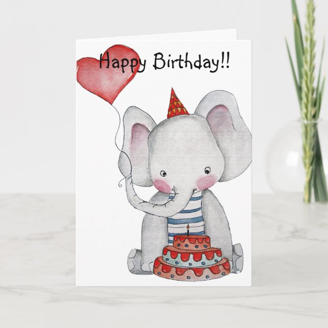 Birthday Elephant Card (Front)