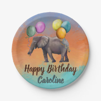 Birthday elephant paper plate