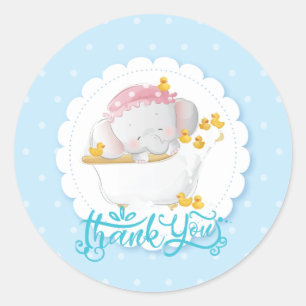 Birthday Elephant Thank you Classic Round Sticker