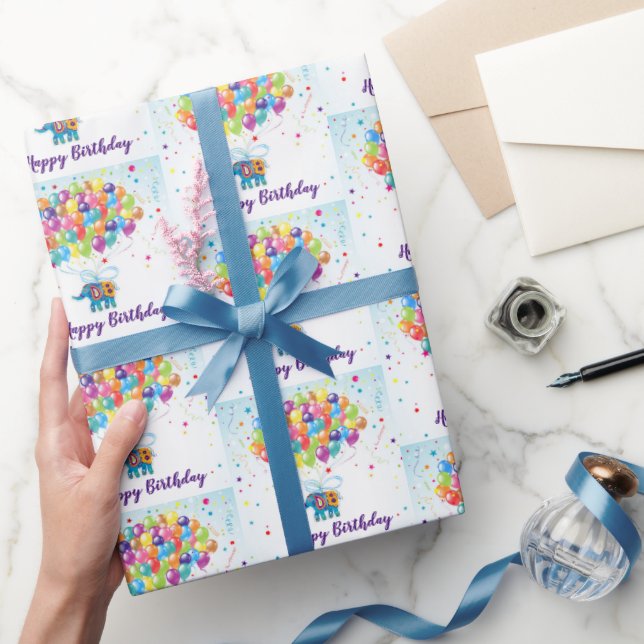Birthday elephant  wrapping paper (Gifting)