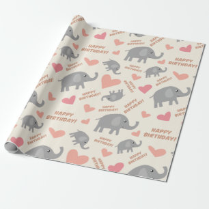 Birthday Elephants Wrapping Paper